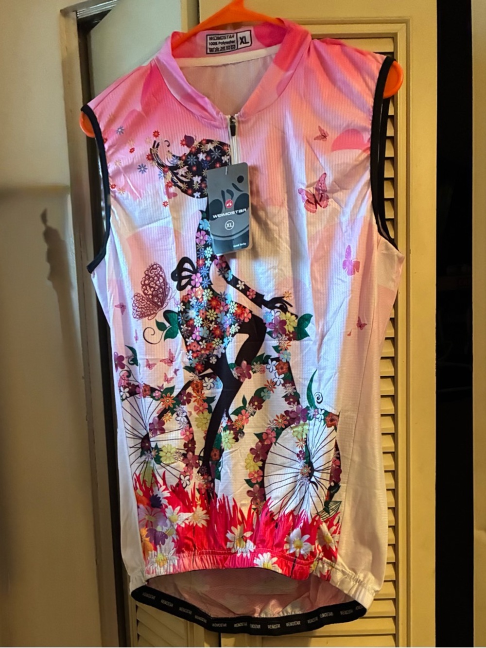 NWT Weimostar Floral Silhouette Cycling Jersey - Pink/White size XL